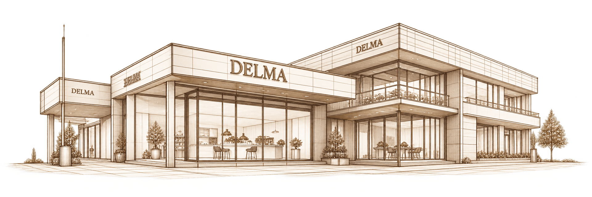Delma Kitchen showroom building illustration
